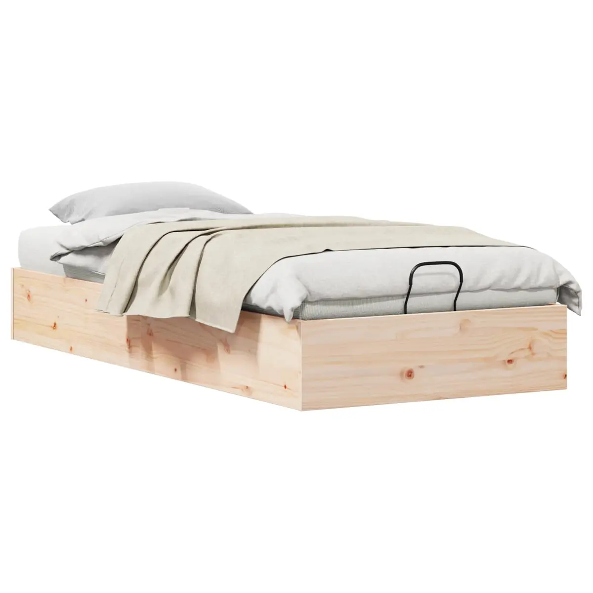 Ottoman Bed Frame with Storage Gas Lift-up Natural Wood 90 x 190 cm