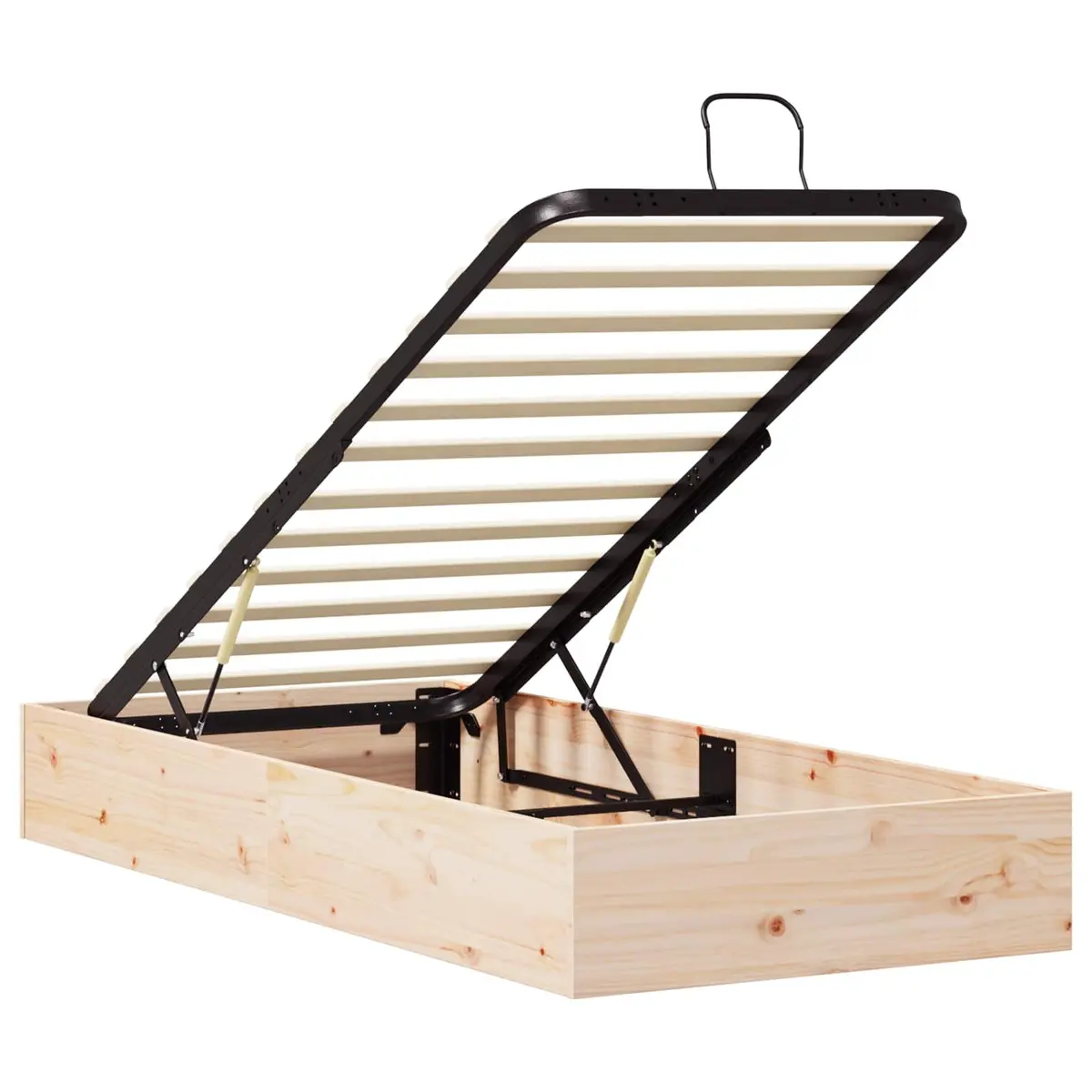 Ottoman Bed Frame with Storage Gas Lift-up Natural Wood 90 x 190 cm