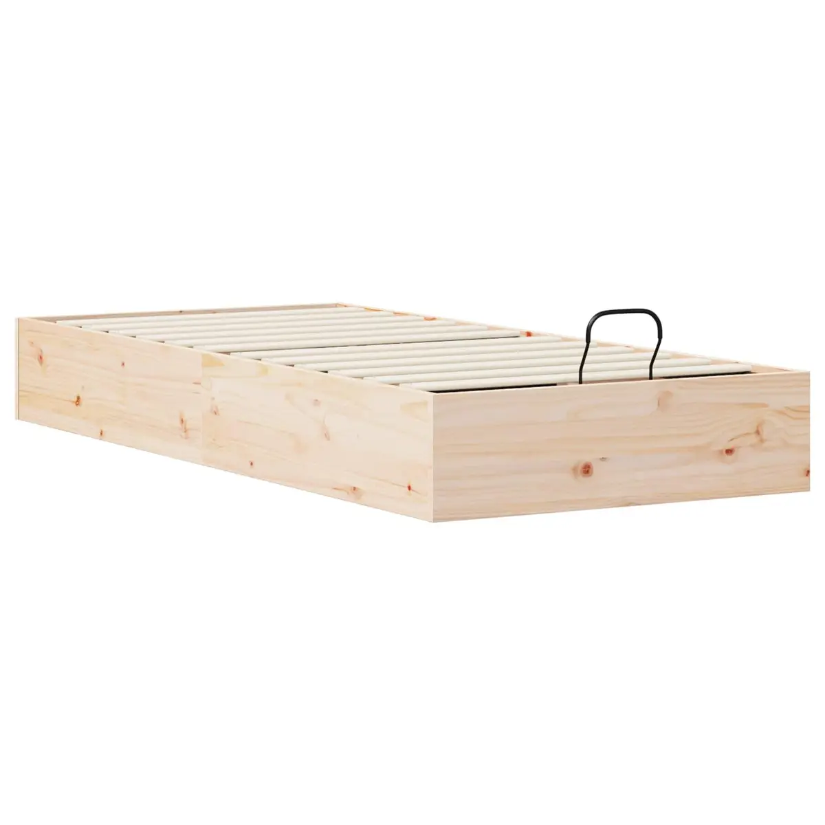 Ottoman Bed Frame with Storage Gas Lift-up Natural Wood 90 x 190 cm