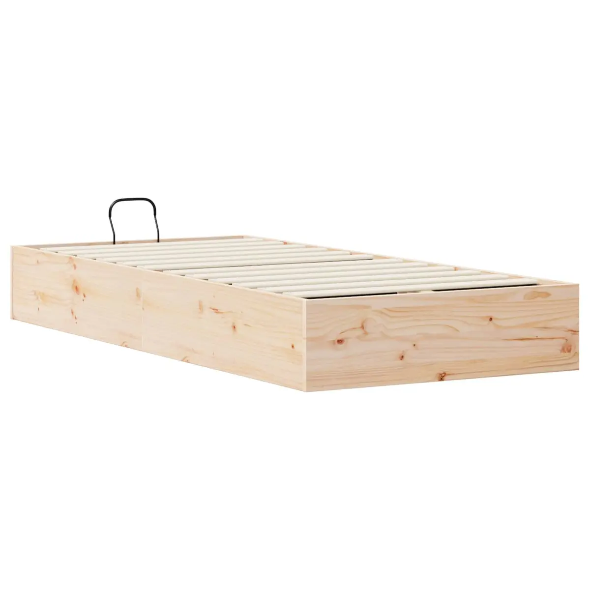 Ottoman Bed Frame with Storage Gas Lift-up Natural Wood 90 x 190 cm