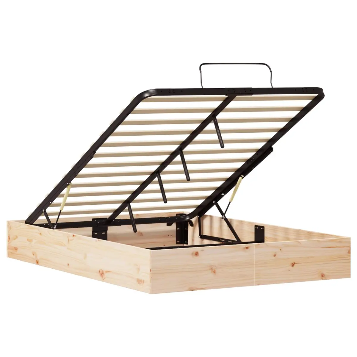 Ottoman Bed Frame Gas Lift Storage 135 x 190 cm Modern Pine Wood Furniture