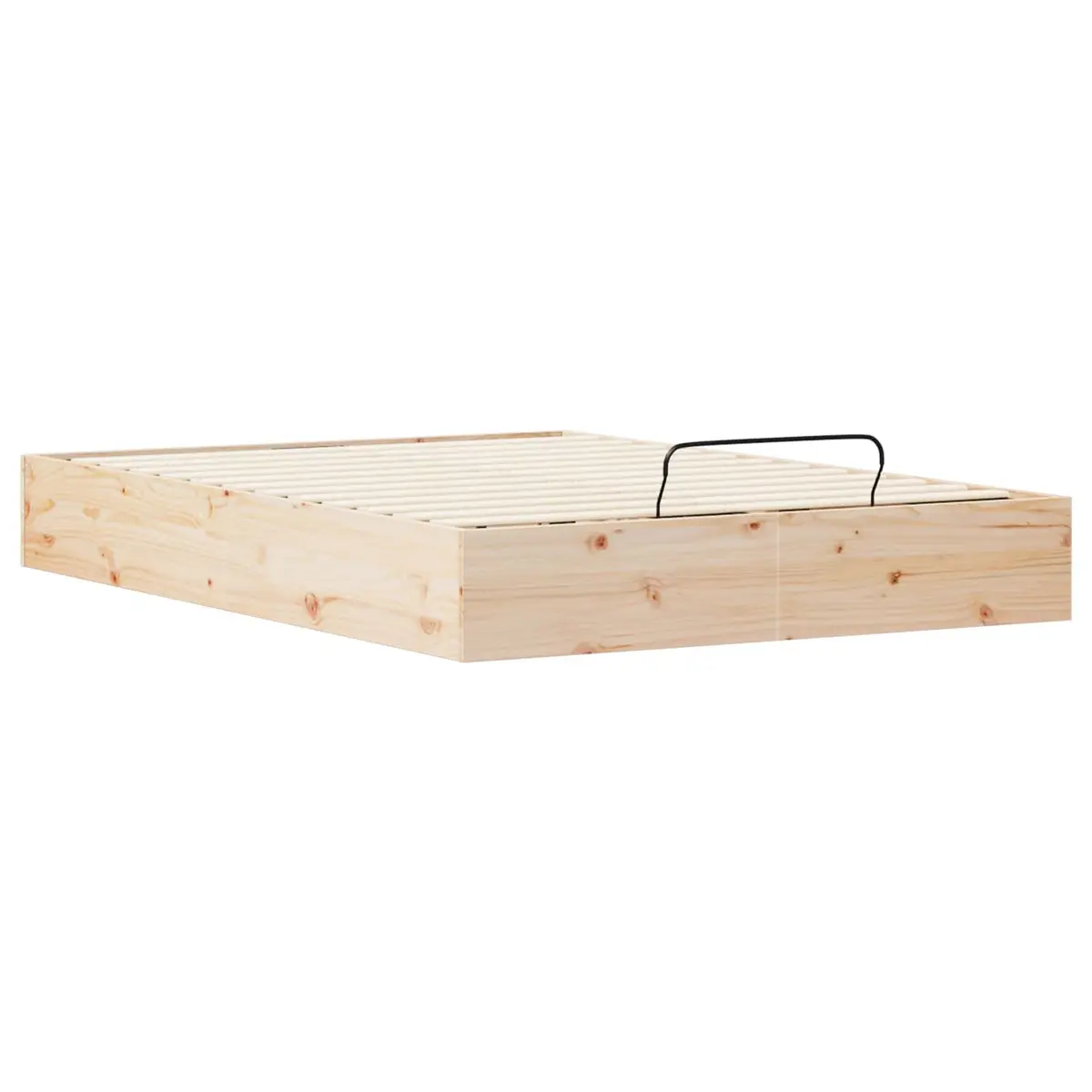Ottoman Bed Frame Gas Lift Storage 135 x 190 cm Modern Pine Wood Furniture