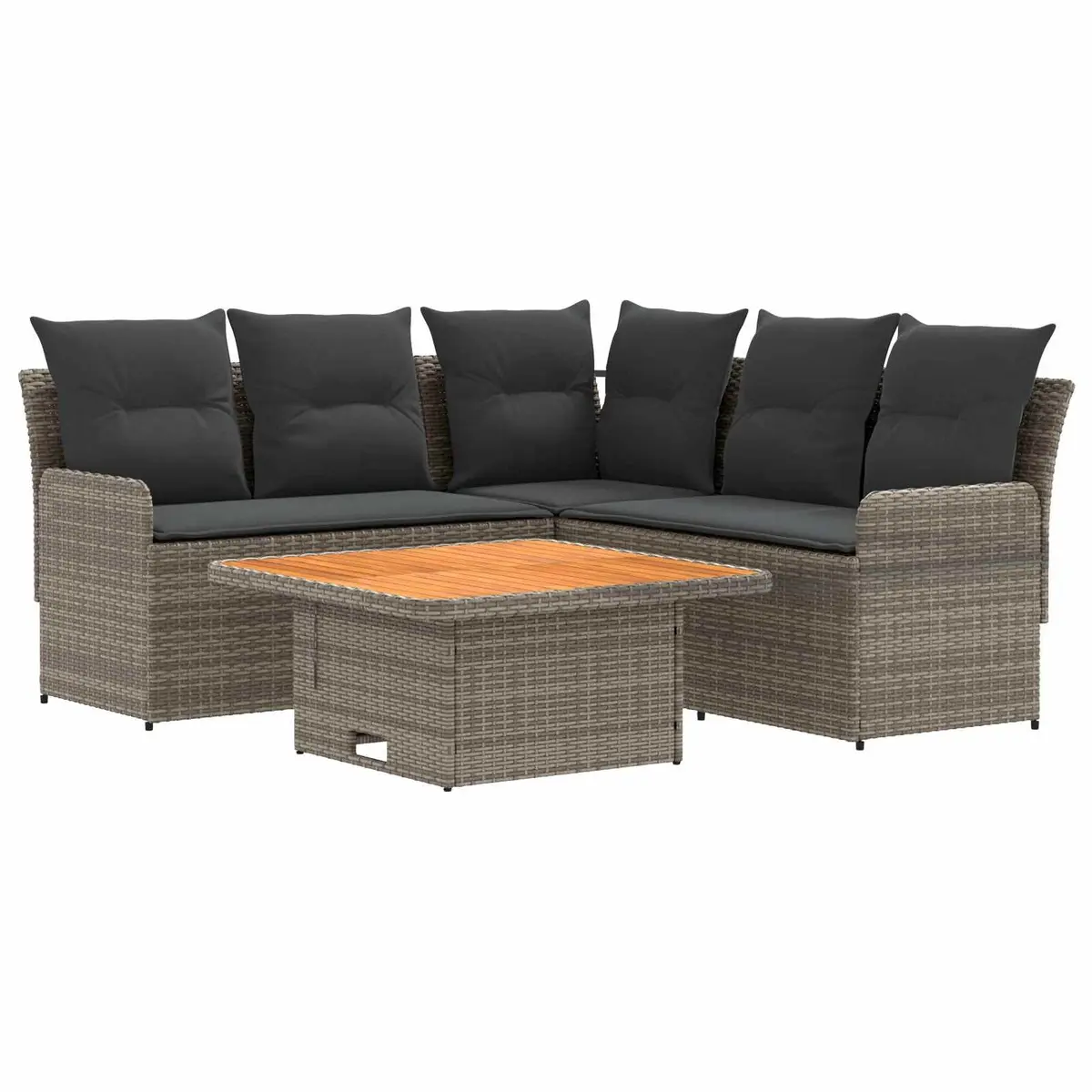 Outdoor Furniture Set Modern 4 Piece Patio Lounge Sofa with Cushions Grey Rattan