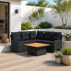 Your New 6-Piece Black PE Rattan Lounge Set Awaits