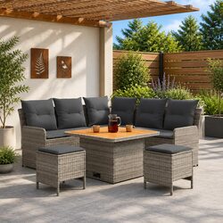 Comfortable 6-Piece Grey PE Rattan Furniture Set for You