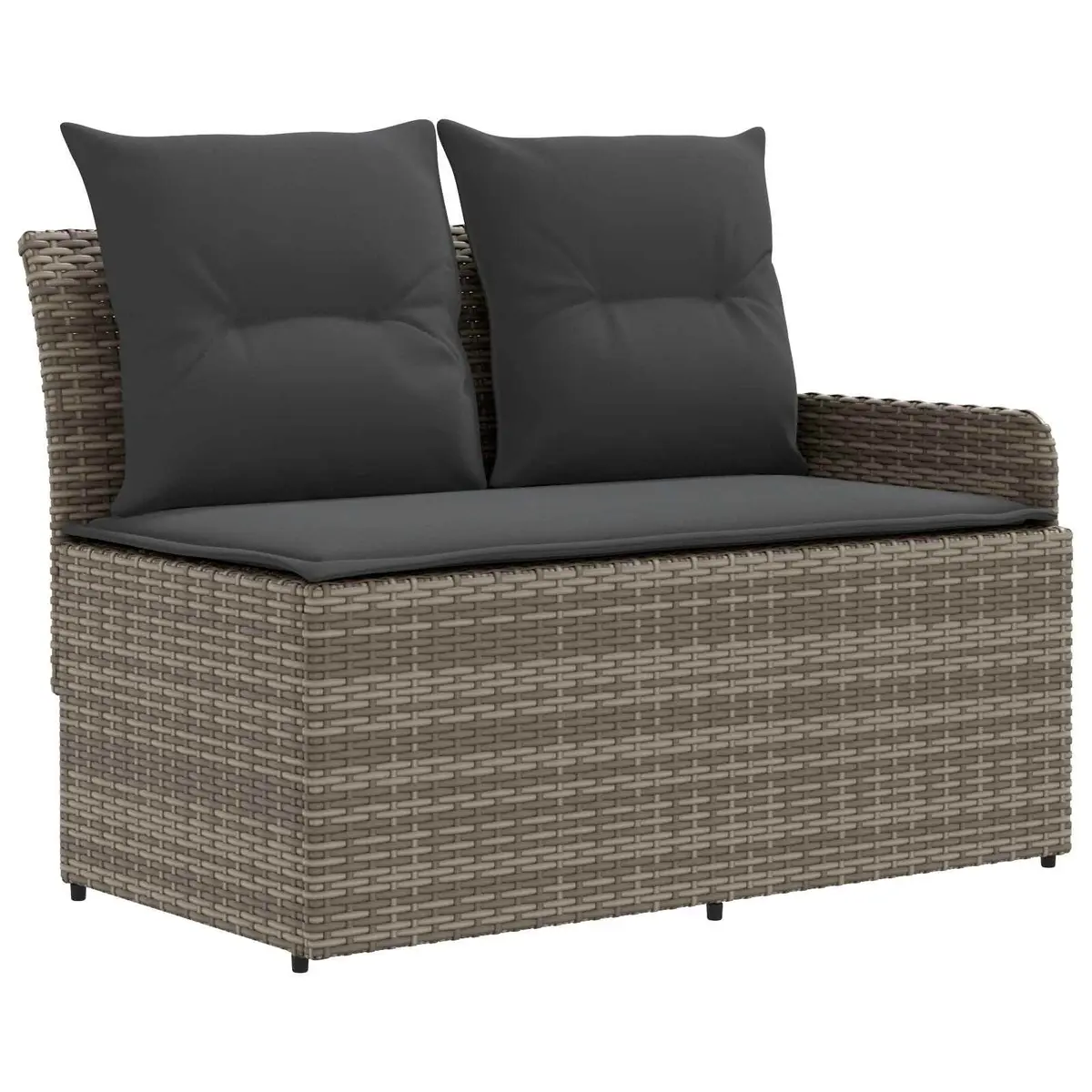7 Piece Outdoor Indoor Furniture Set Grey PE Rattan Sofa with Cushions Patio