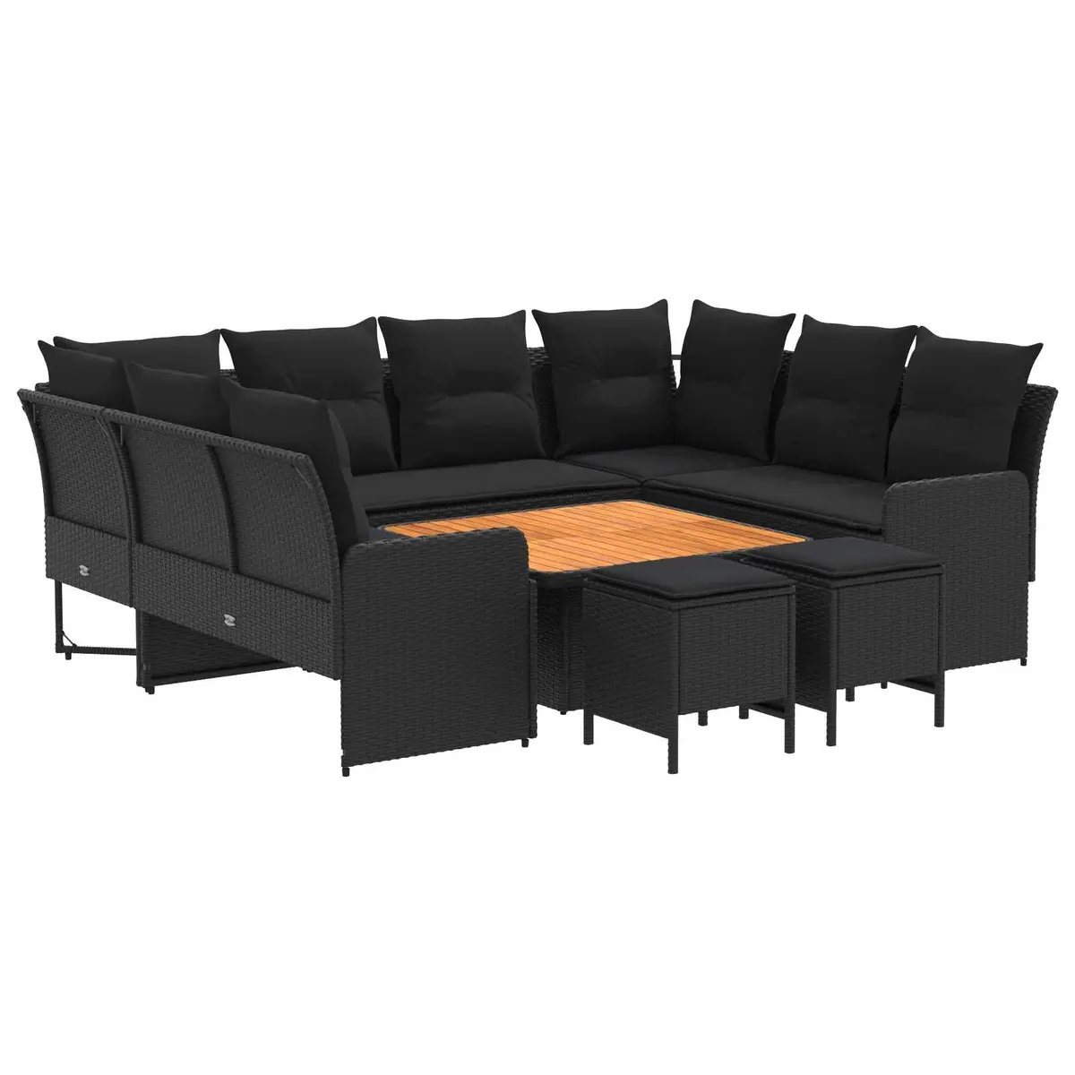 8 Piece Outdoor Furniture Set Modern Rattan Patio Lounge Sofa with Cushions