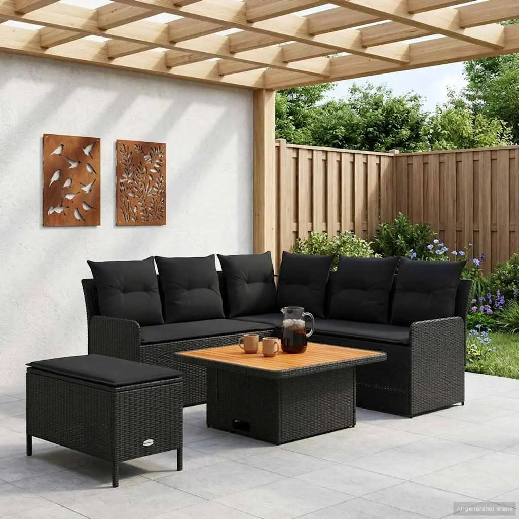 5 Piece Rattan Sofa Set