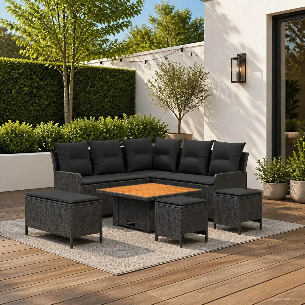 Outdoor Furniture Set Modern 7 Pieces Patio Sofa Rattan with Cushions