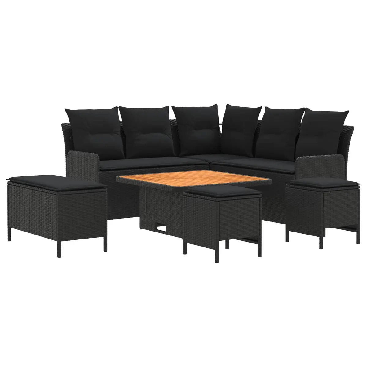 Outdoor Furniture Set Modern 7 Pieces Patio Sofa Rattan with Cushions