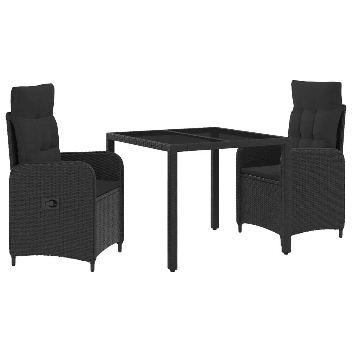 Outdoor Dining Set 3 Piece Black Garden Furniture Patio Table Chairs
