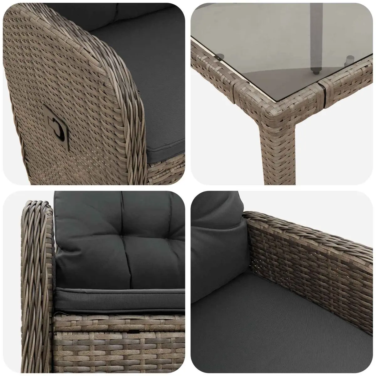 Outdoor Dining Set Modern 5 Piece Grey Patio Furniture Table Chairs