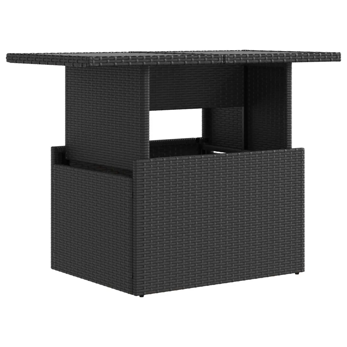 Outdoor Dining Set Adjustable Black Poly Rattan 3 Pieces