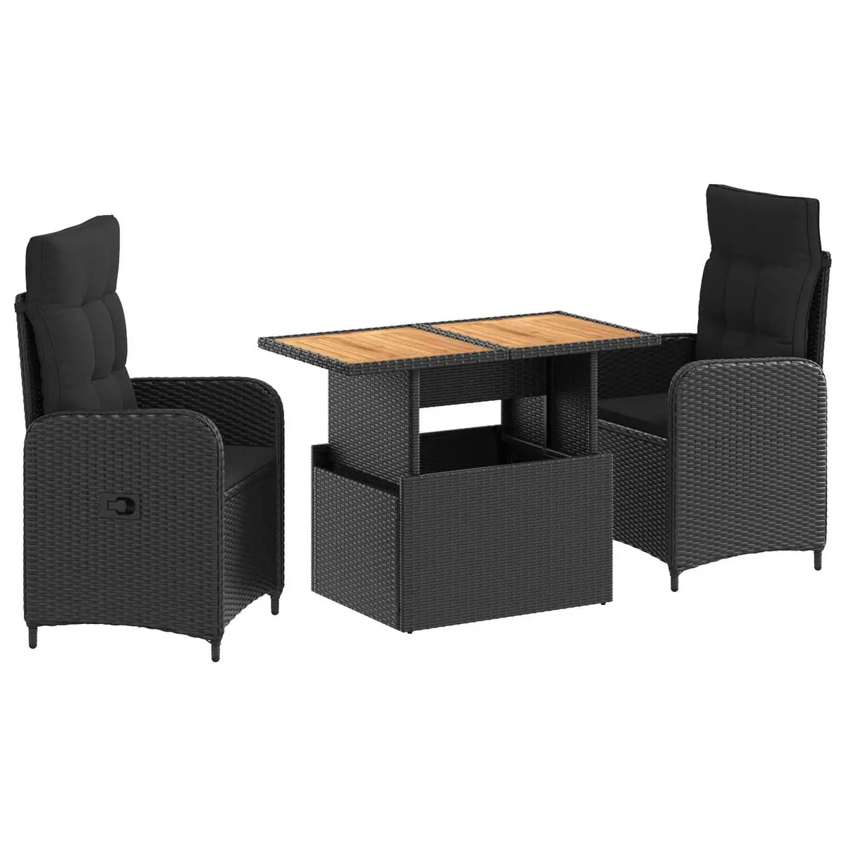 Outdoor Dining Set Modern Black 3 Piece Garden Furniture