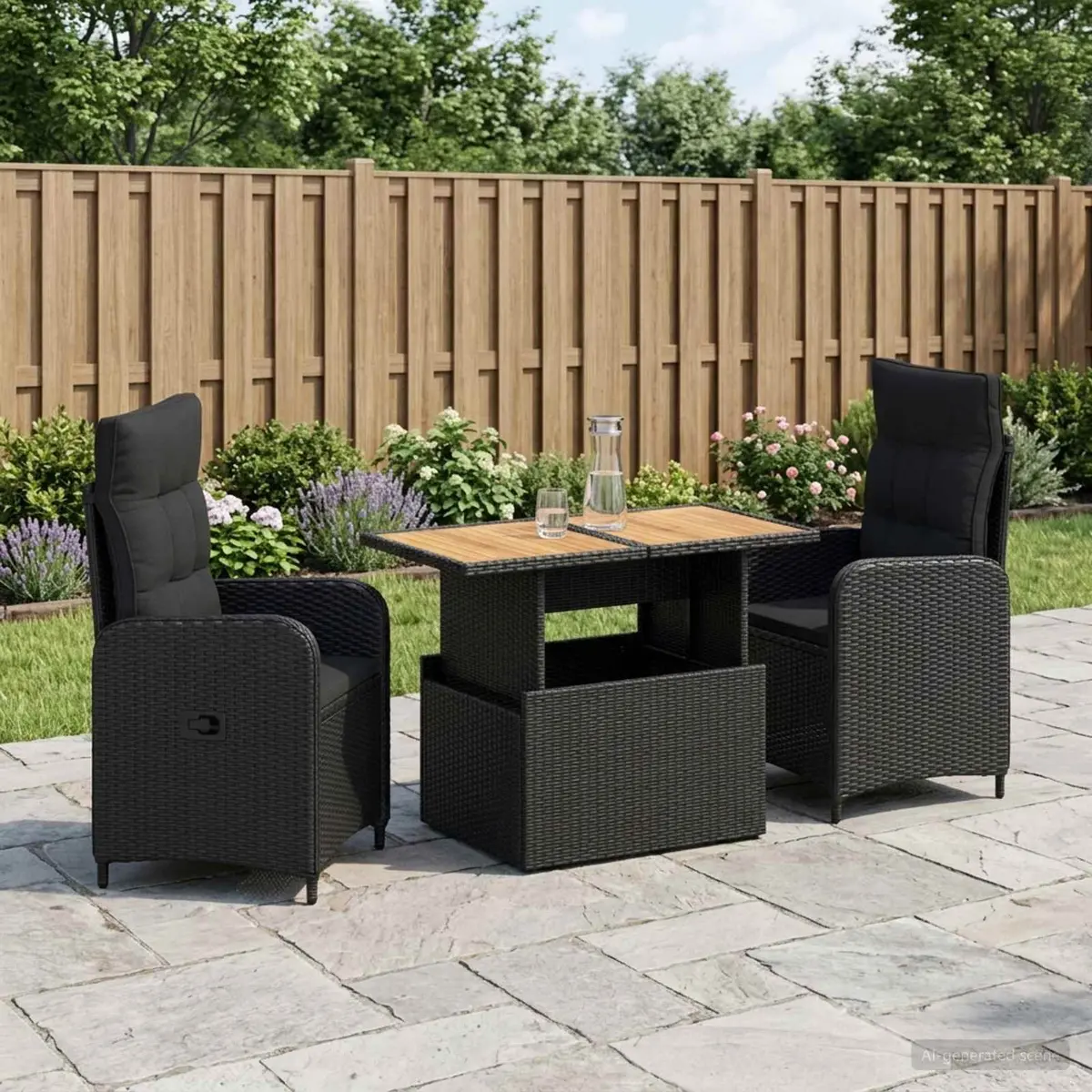 Outdoor Dining Set Modern Black 3 Piece Garden Furniture