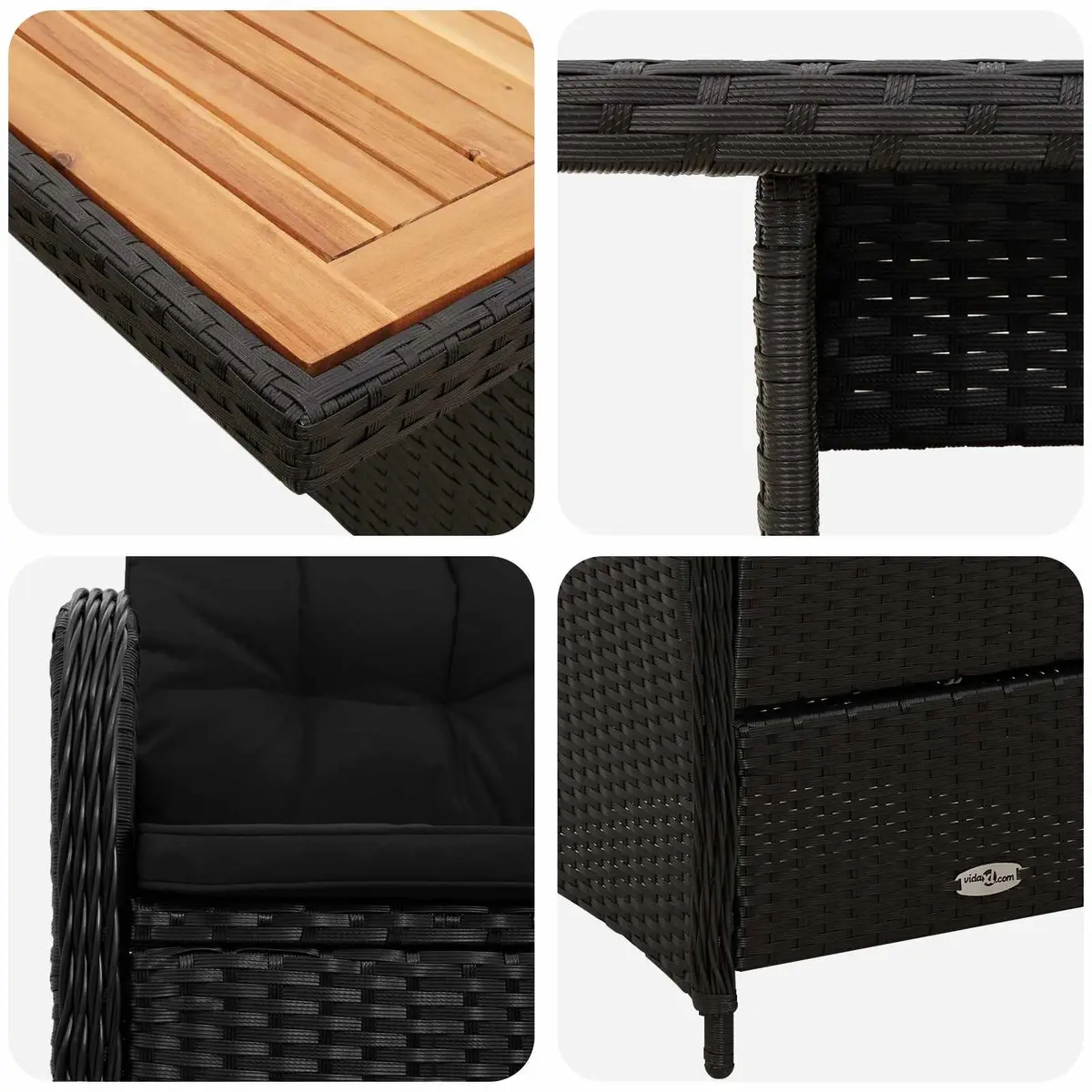 Outdoor Dining Set Modern Black 3 Piece Garden Furniture