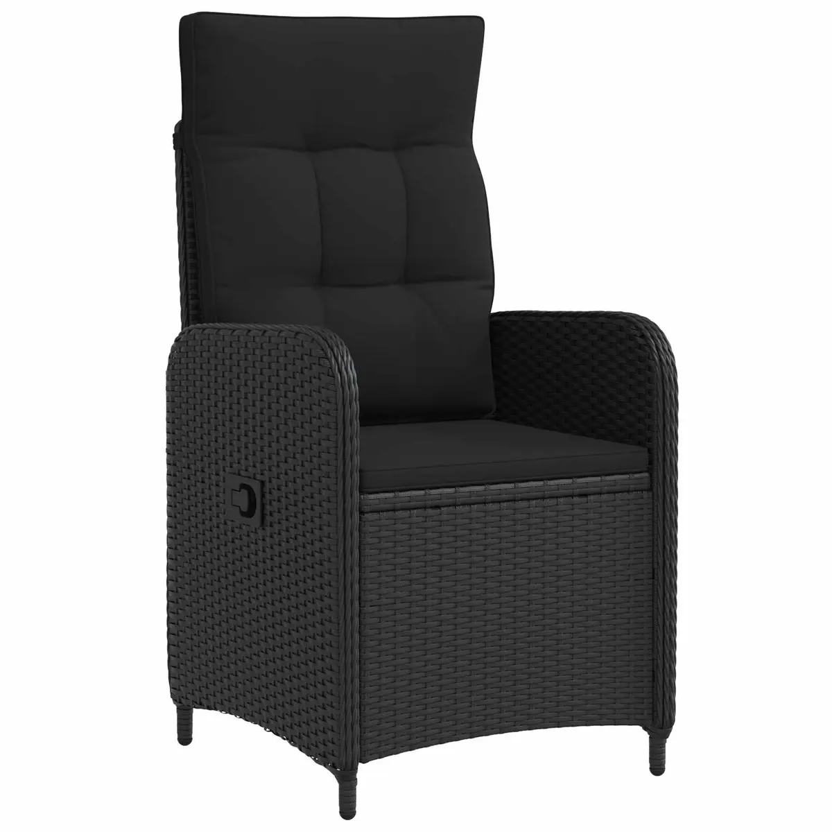 3 Piece Outdoor Patio Furniture Set Adjustable Backrest Black PE Rattan Steel Frame