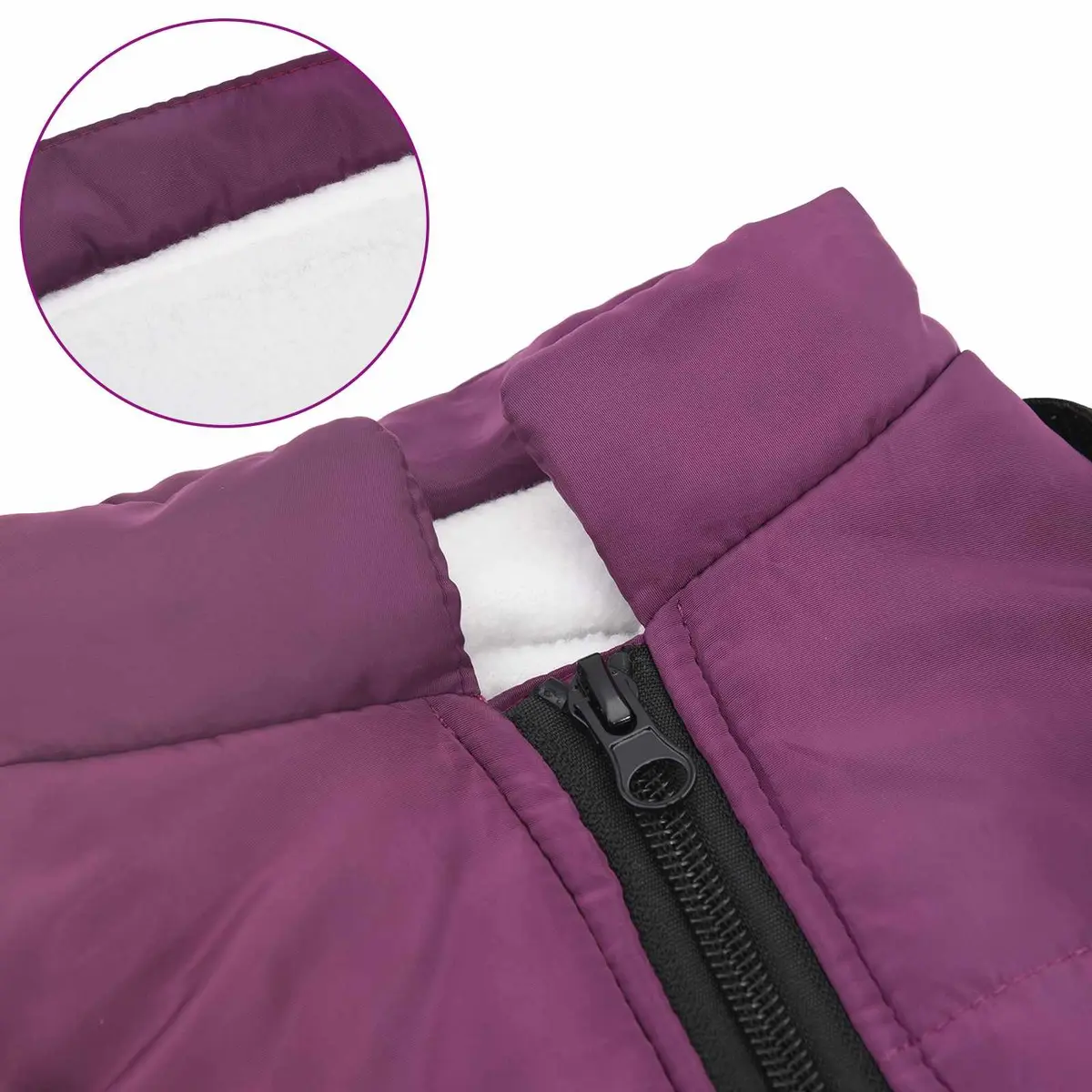 Dog Coat Water-Resistant Windproof Adjustable Size L40 Purple Fleece Polyester