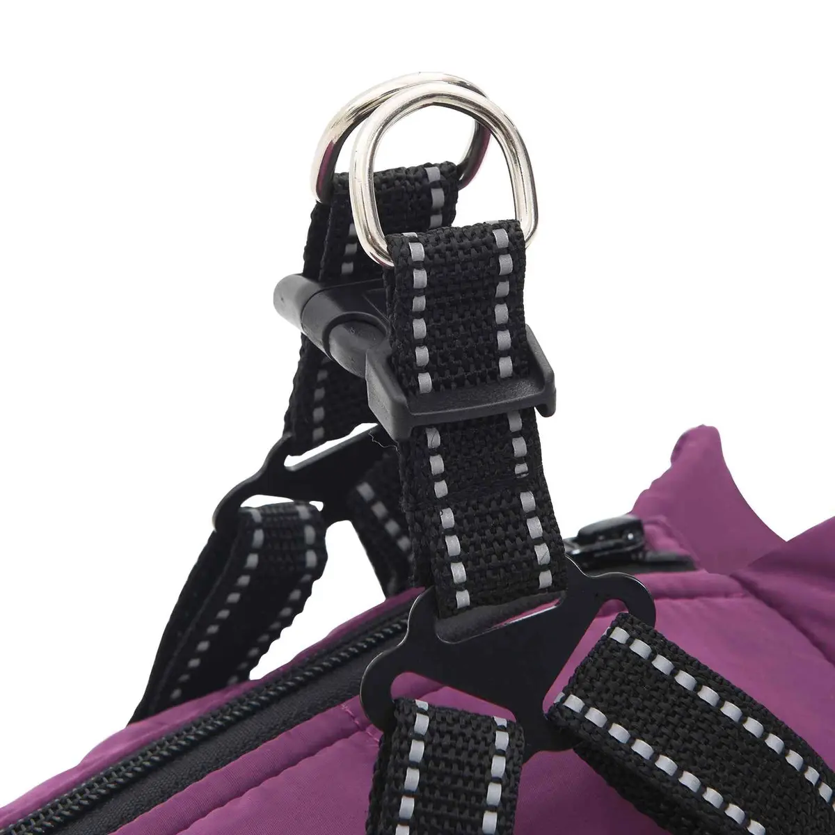 Dog Coat Water-Resistant Windproof Adjustable Size L40 Purple Fleece Polyester
