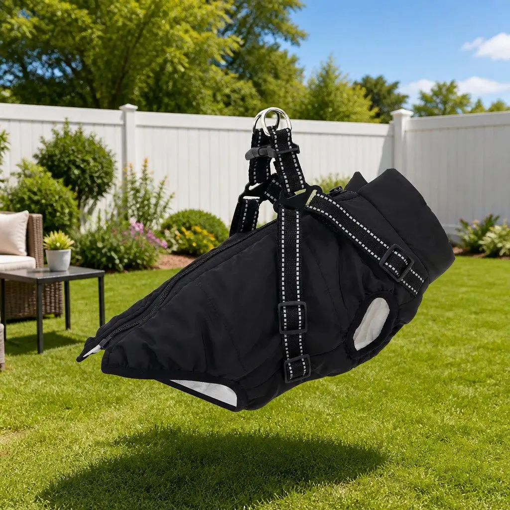 Dog Coat Waterproof Windproof Reflective Black L32