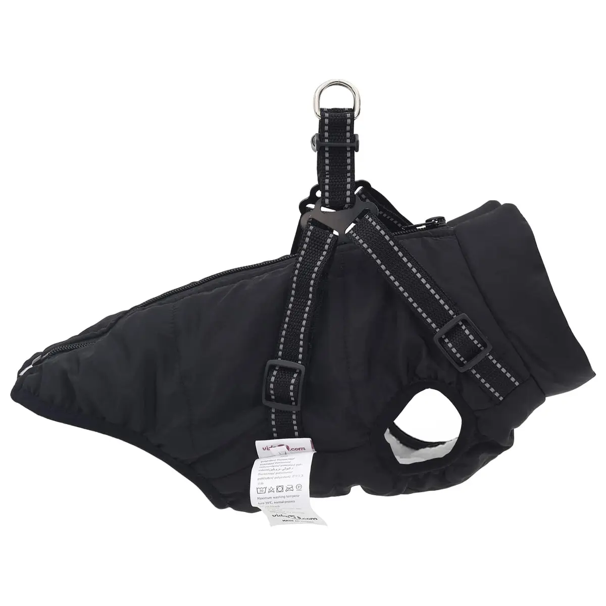 Dog Coat Water-Resistant Windproof Black L40 Fleece Polyester