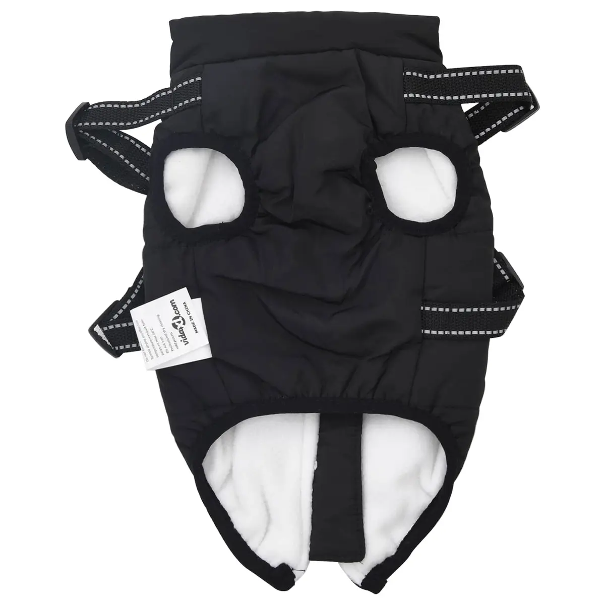 Dog Coat Water-Resistant Windproof Black L40 Fleece Polyester