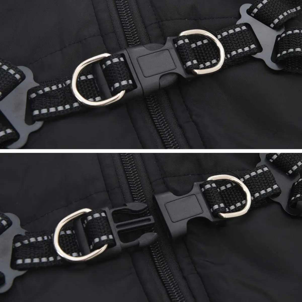 Dog Coat Water-Resistant Windproof Black L40 Fleece Polyester