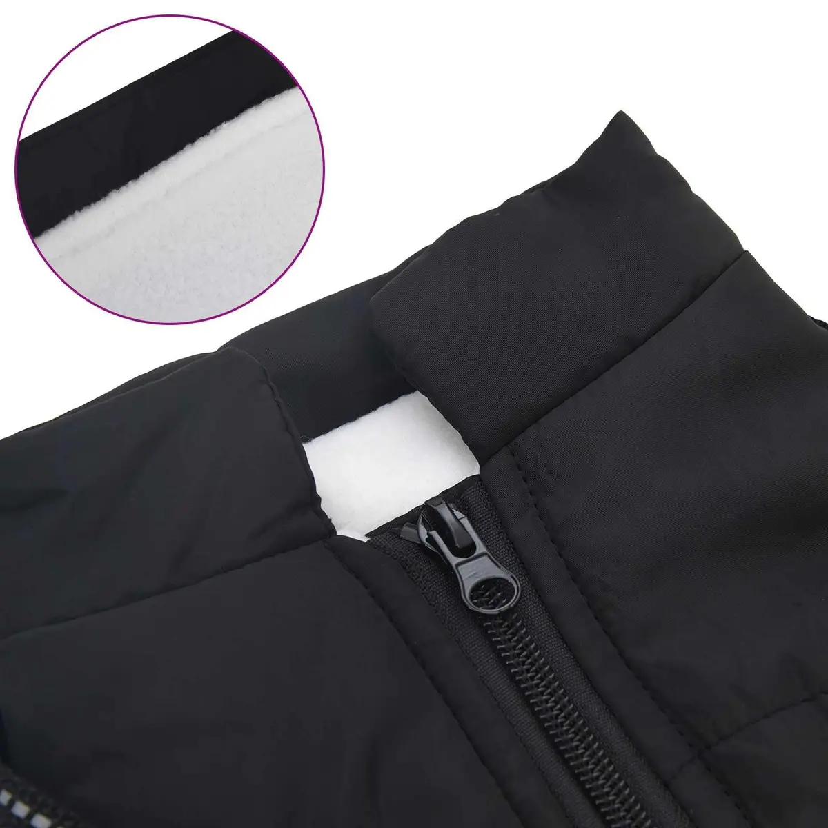 Dog Coat Water-Resistant Windproof Black L40 Fleece Polyester