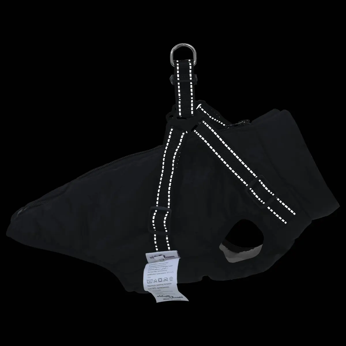 Dog Coat Water-Resistant Windproof Black L40 Fleece Polyester