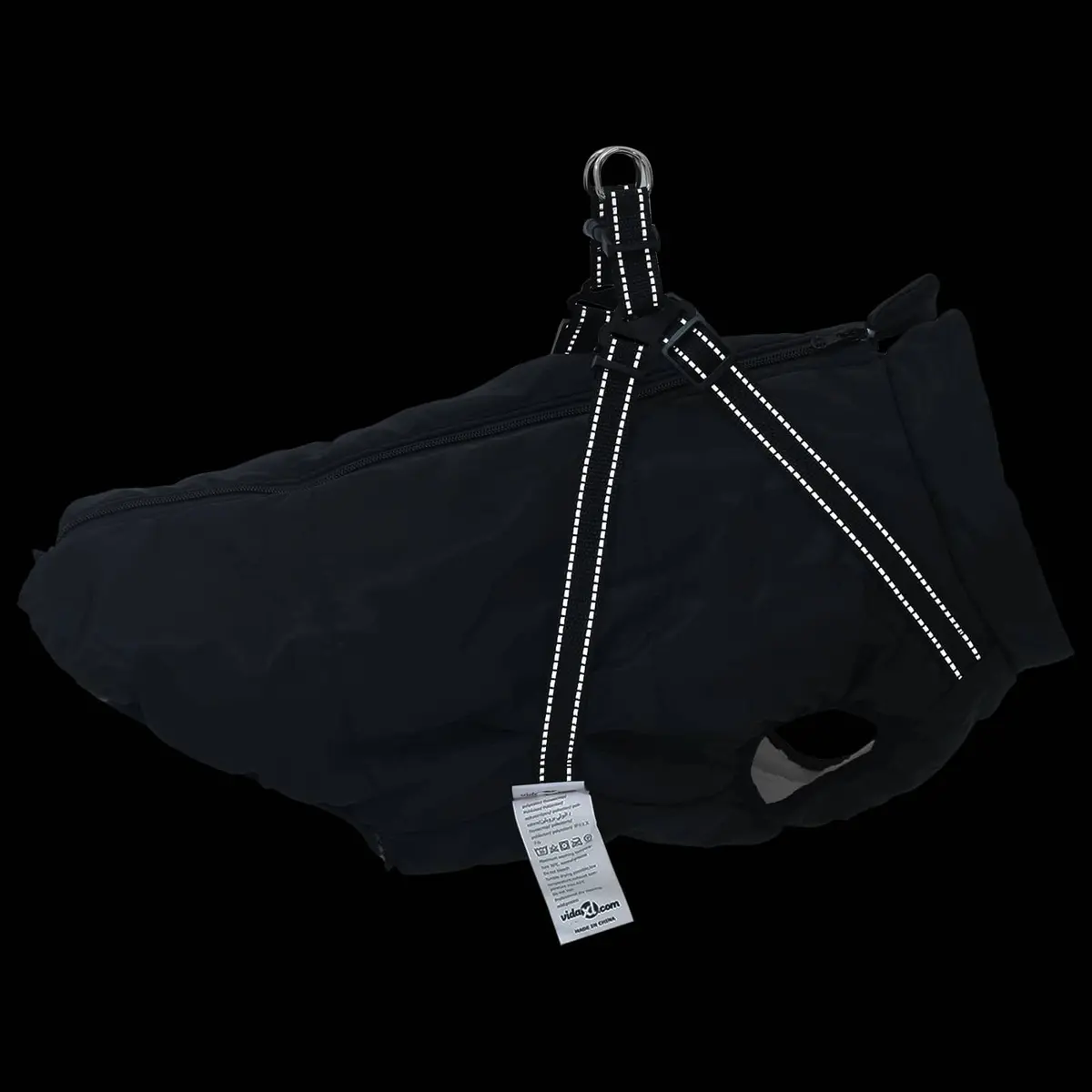 Dog Coat Water-resistant Windproof Black L44