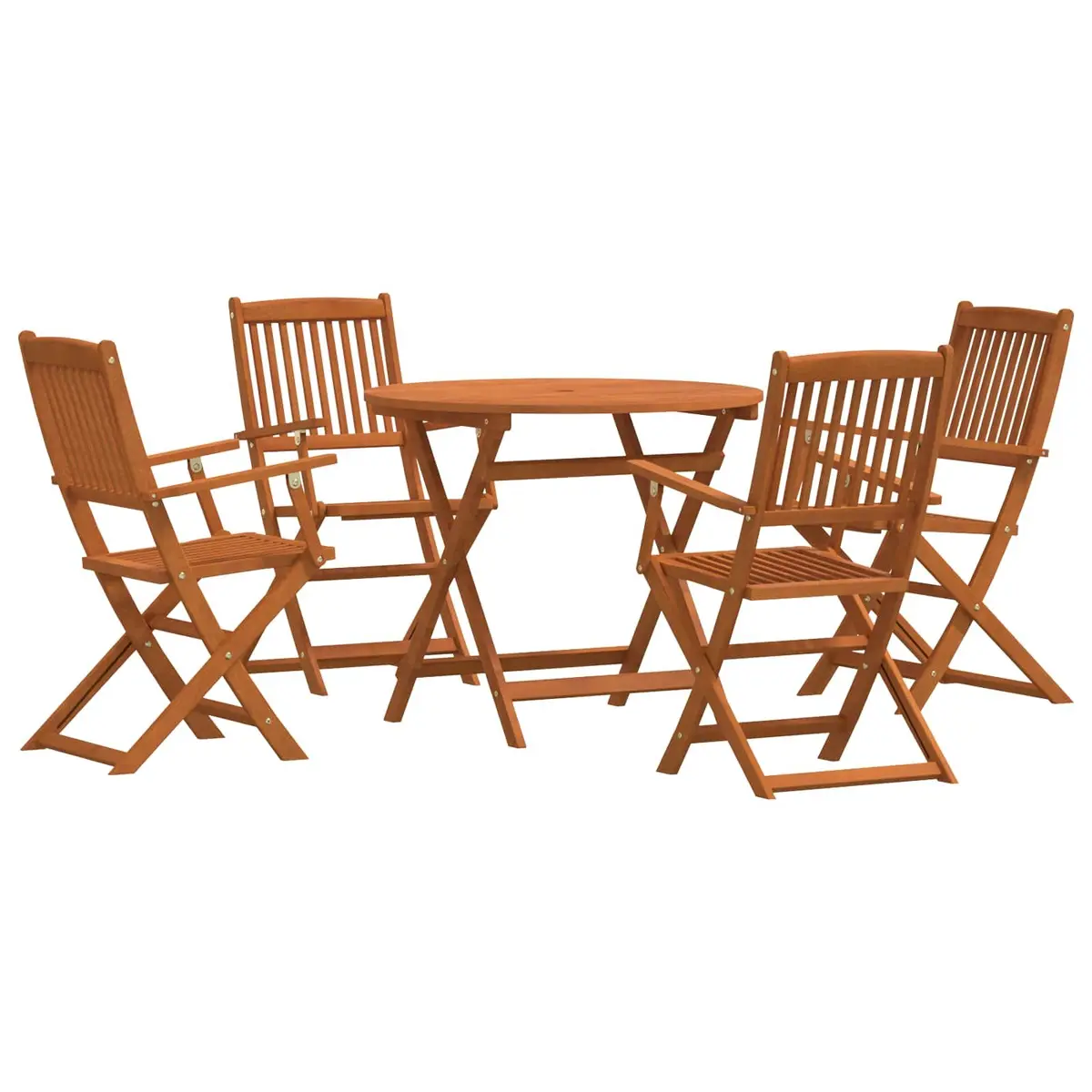 Outdoor Furniture Set Foldable Brown Wood 5 Piece