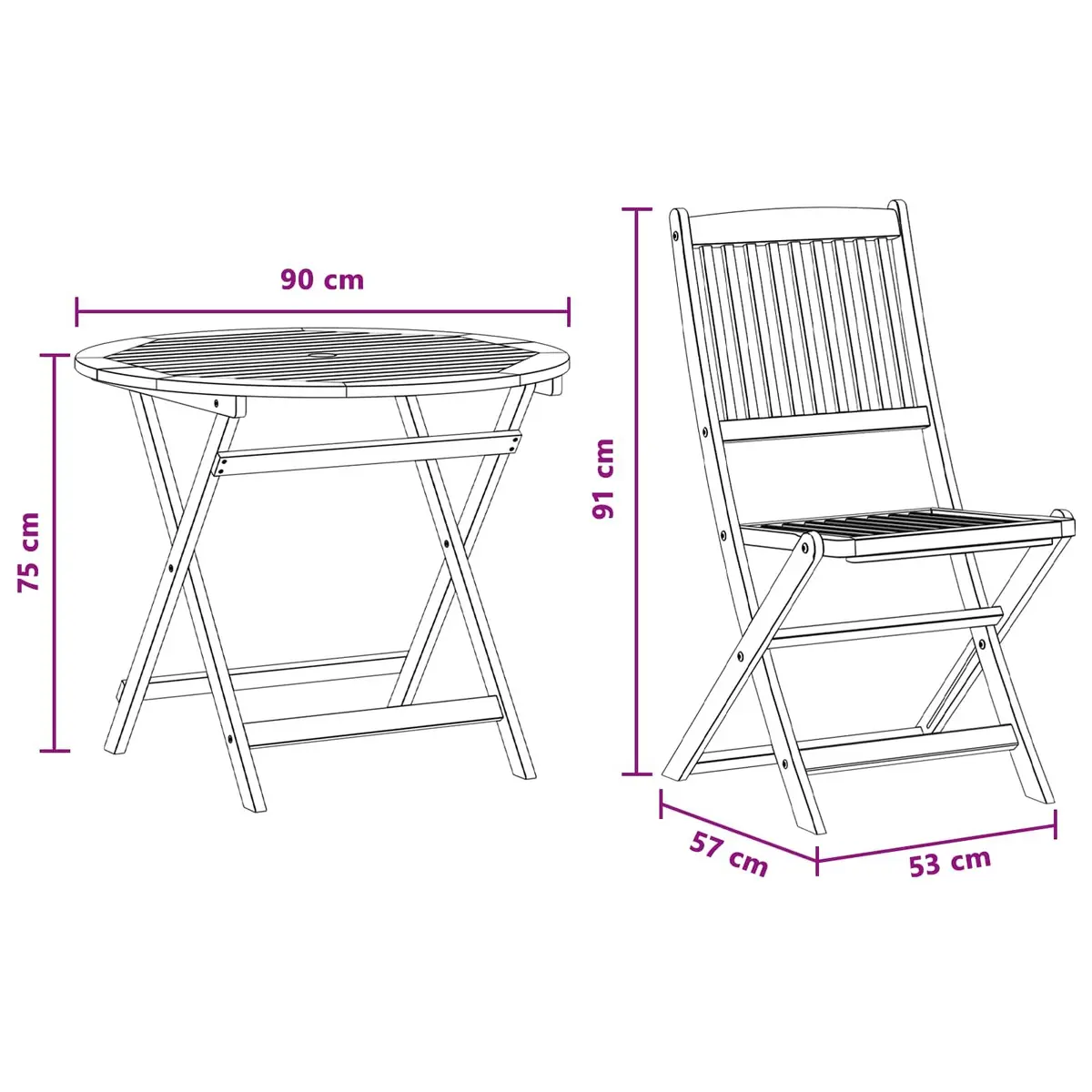 Outdoor Furniture Set Foldable Solid Eucalyptus Wood 5 Piece Patio Garden Dining