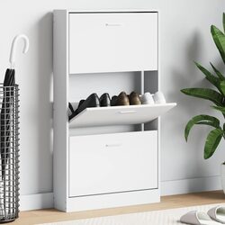 Your New White Shoe Cabinet with 3 Drawers 59x17x108 cm