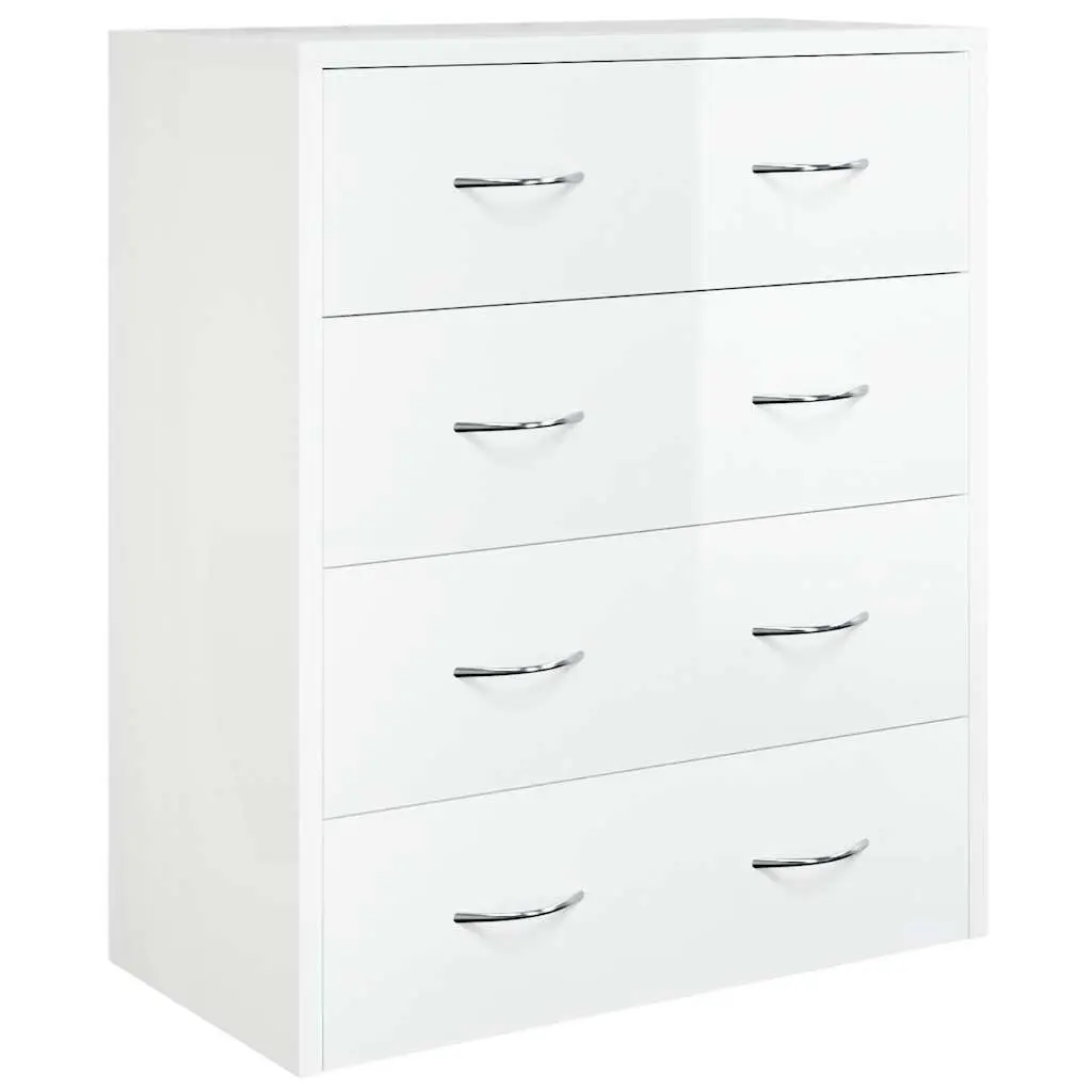 Sideboard Cabinet High Gloss White 60x30.5x71cm 4 Drawers Storage Furniture