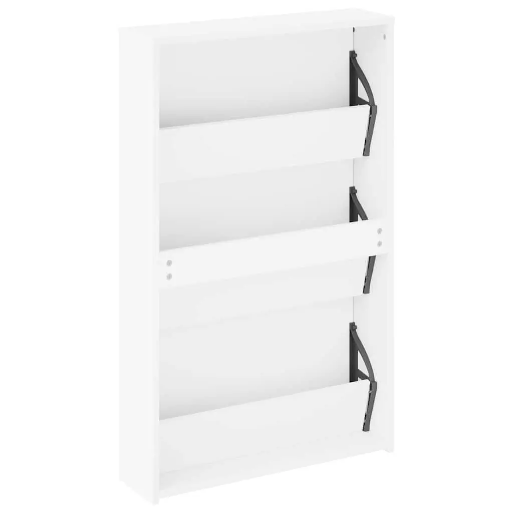 Shoe Cabinet with Mirror 3 Layer Storage White Modern Hallway Organiser