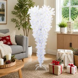 Artificial Christmas Tree 150cm White PVC Steel Stand LED Lights Holiday Decor