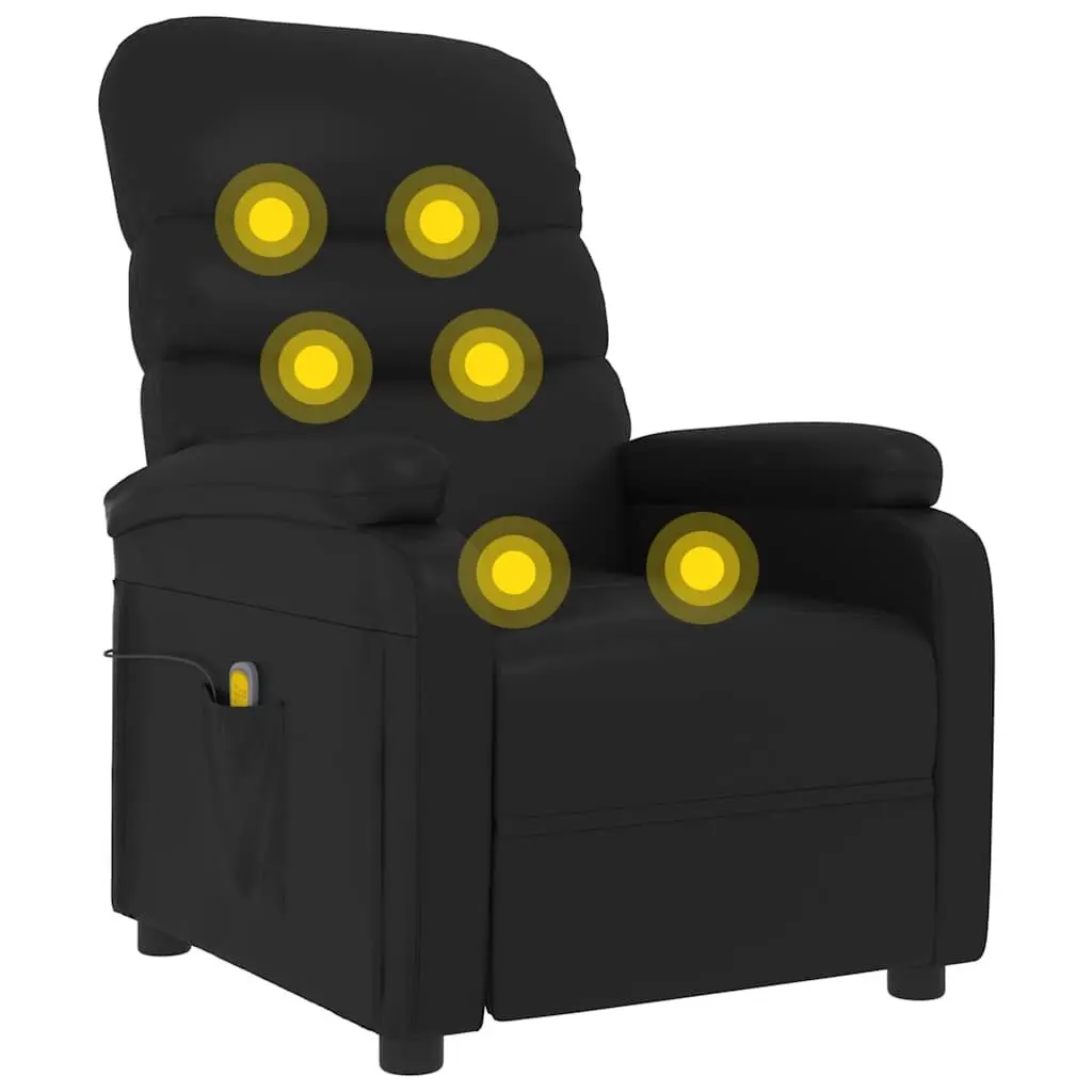 Electric Massage Chair Black Recliner 6 Massage Points Manual Control
