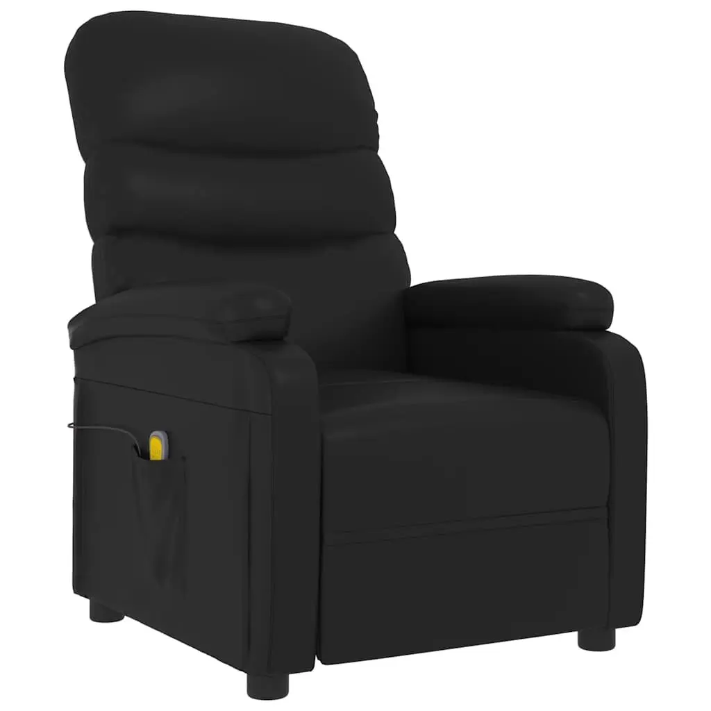Electric Massage Chair Black Recliner 6 Massage Points Manual Control