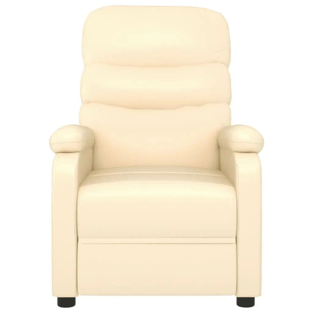 Massage Chair Cream Faux Leather Reclining Electric Vibration 6 Point Relaxation