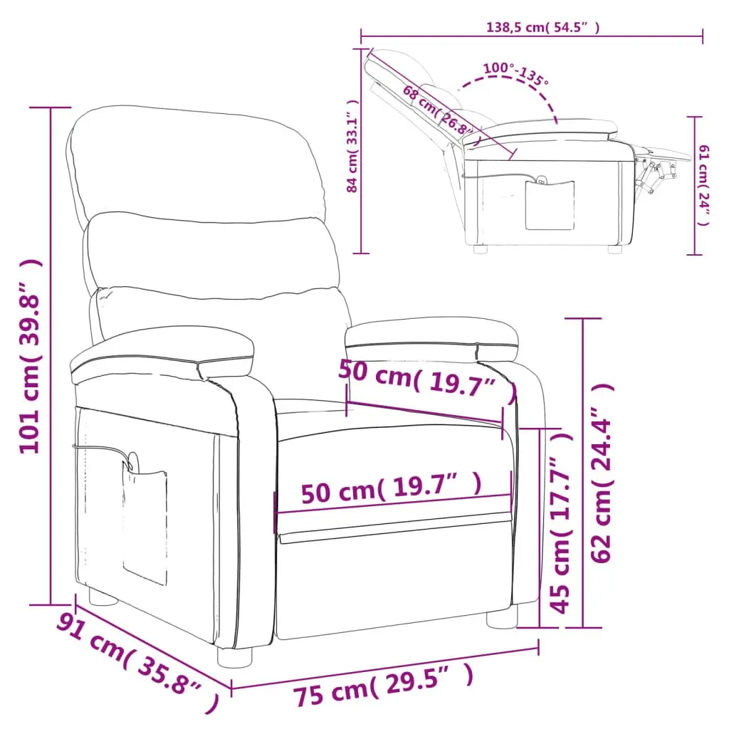 Massage Chair Cream Faux Leather Reclining Electric Vibration 6 Point Relaxation