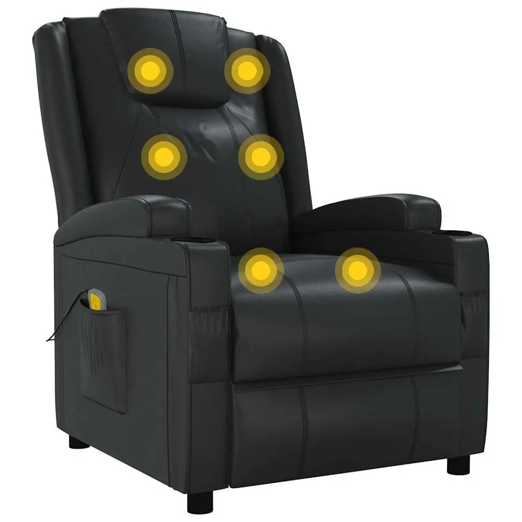 Electric Massage Chair Black Reclining 6 Points Vibration