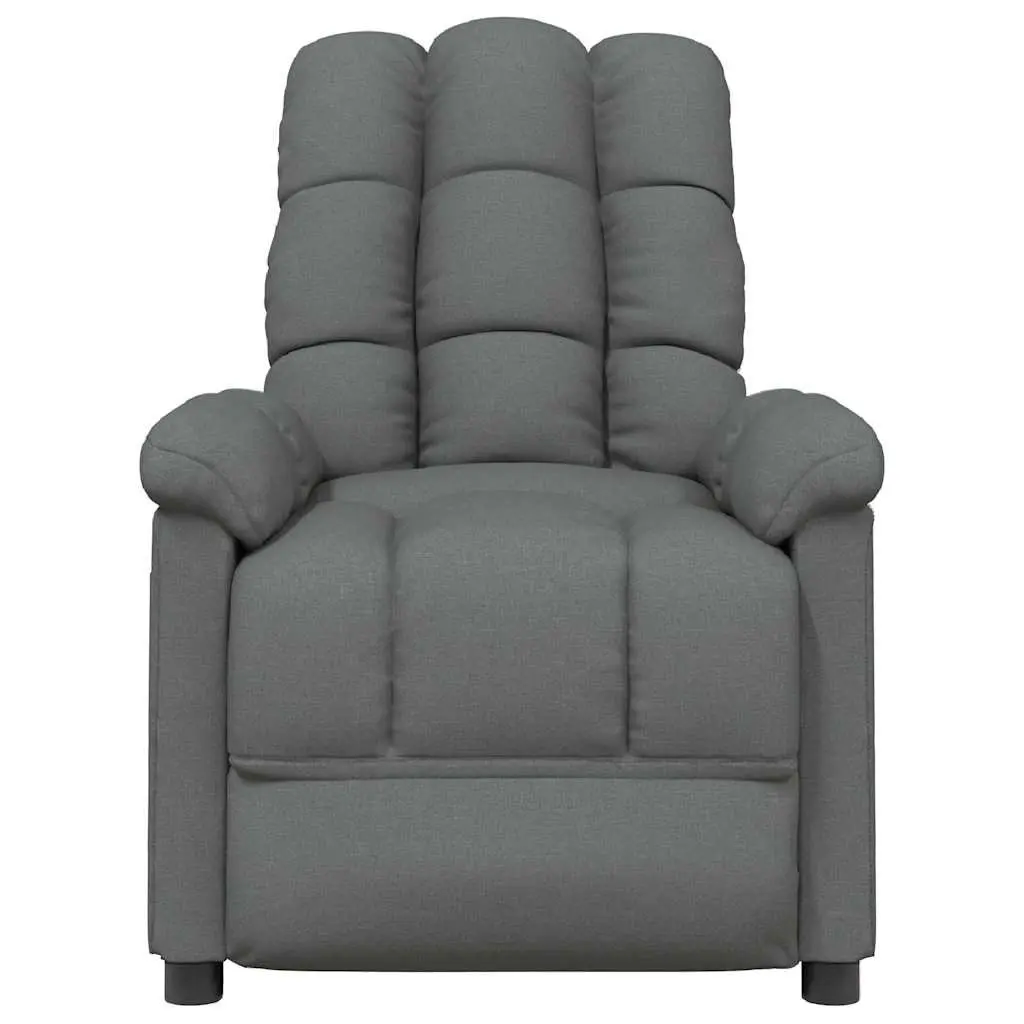 Electric Massage Chair Grey Fabric Reclining 6 Points Vibration