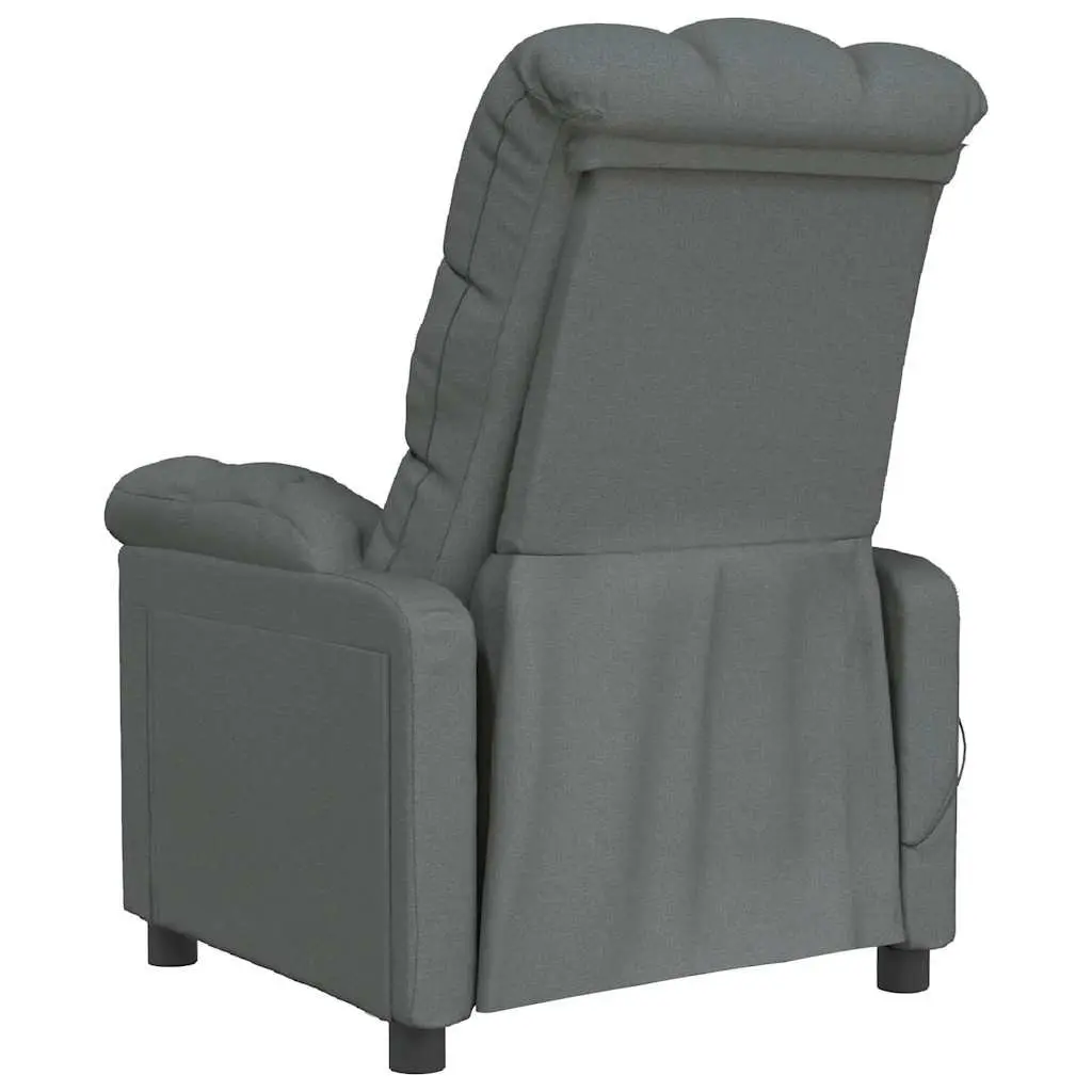 Electric Massage Chair Grey Fabric Reclining 6 Points Vibration