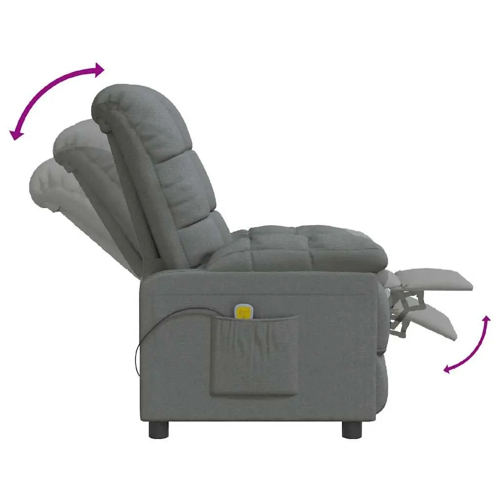 Electric Massage Chair Grey Fabric Reclining 6 Points Vibration