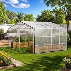 Transparent PE Tarpaulin 4 x 6 m Rectangular Garden Cover with Eyelets Outdoor