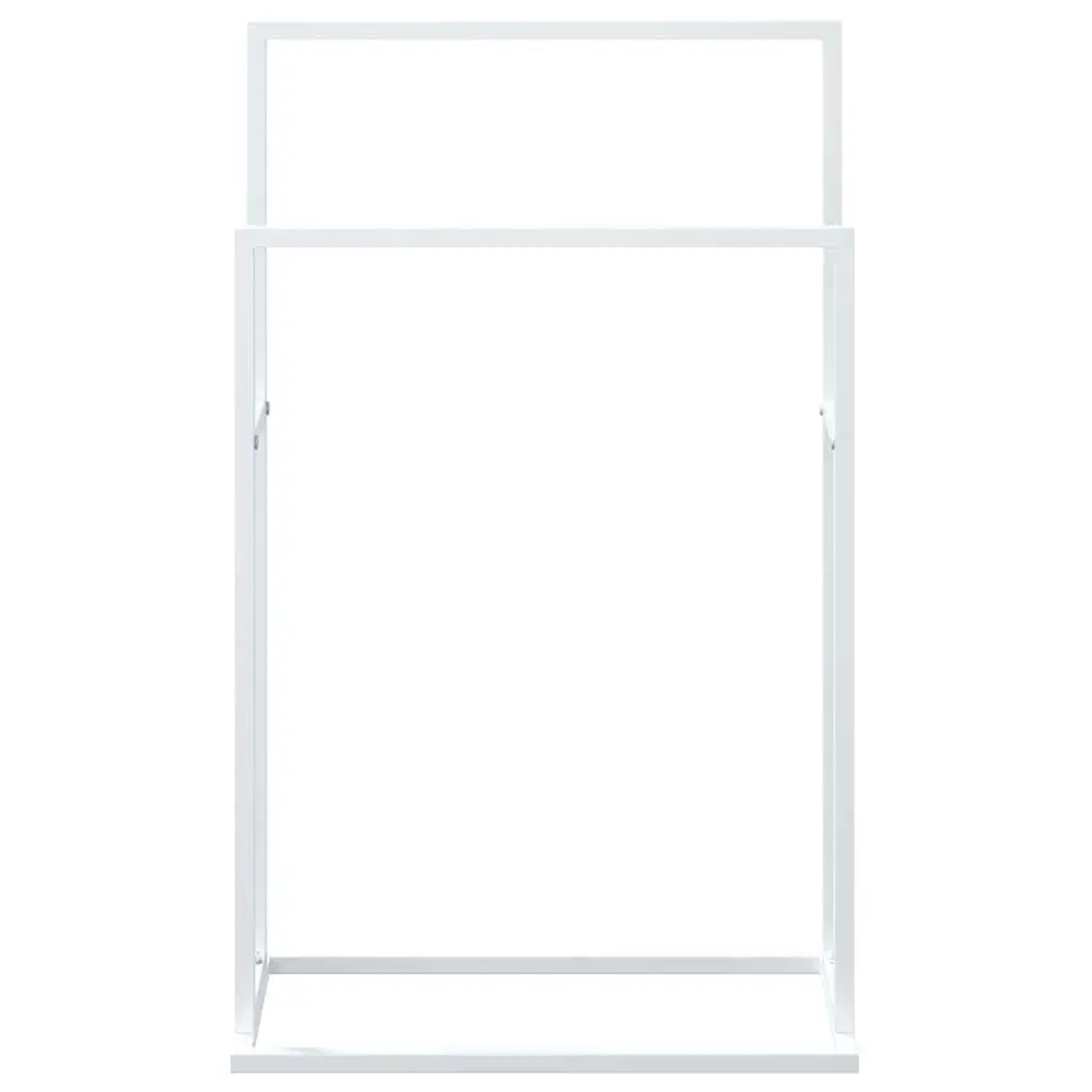 Freestanding Towel Rack White 2-Tier Bathroom Storage Organiser Stand Holder