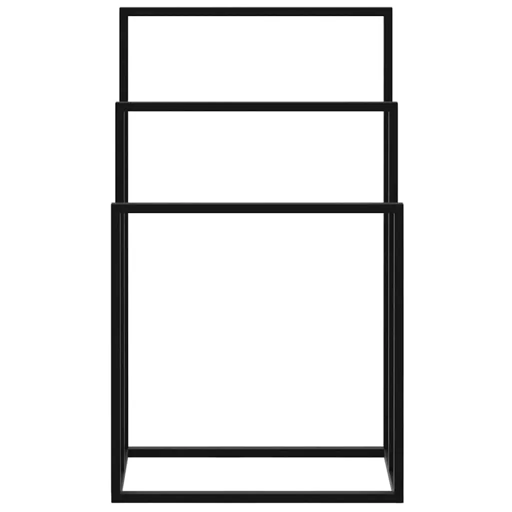 Freestanding Towel Rack 3 Tier Black Iron Bathroom Storage Holder Organiser