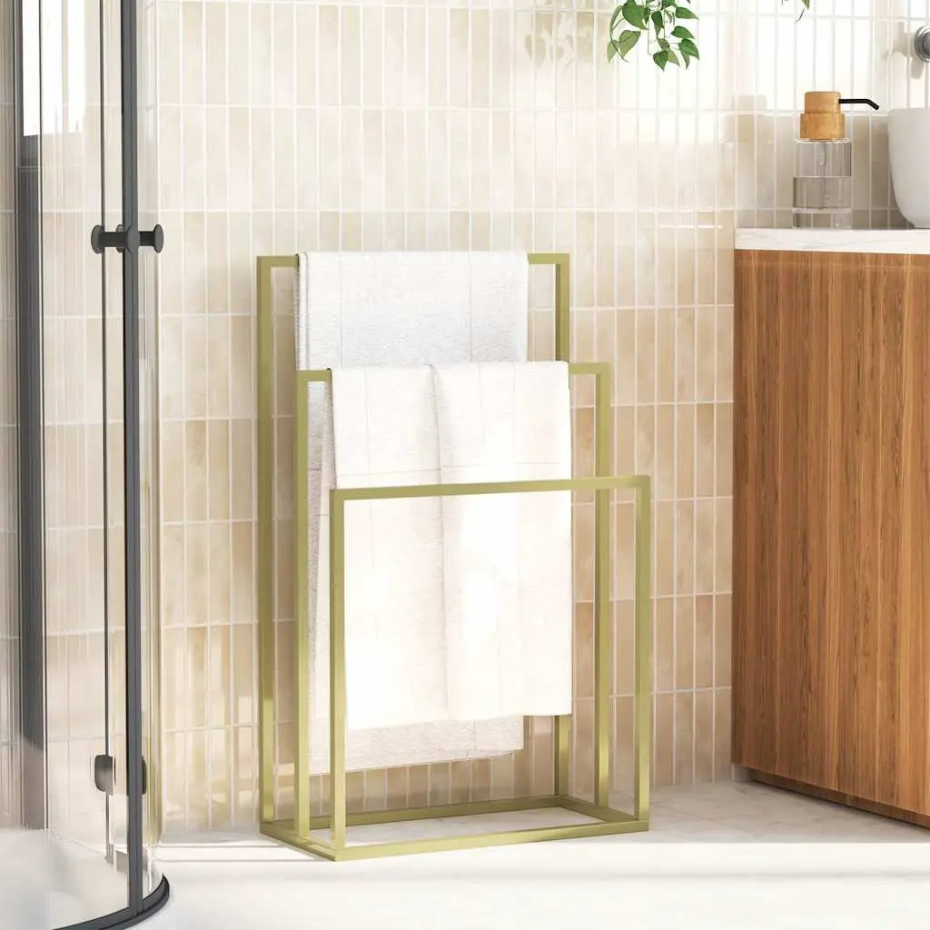 Freestanding Towel Rack 3 Tier Iron Gold Bathroom Storage Holder Stand Organiser