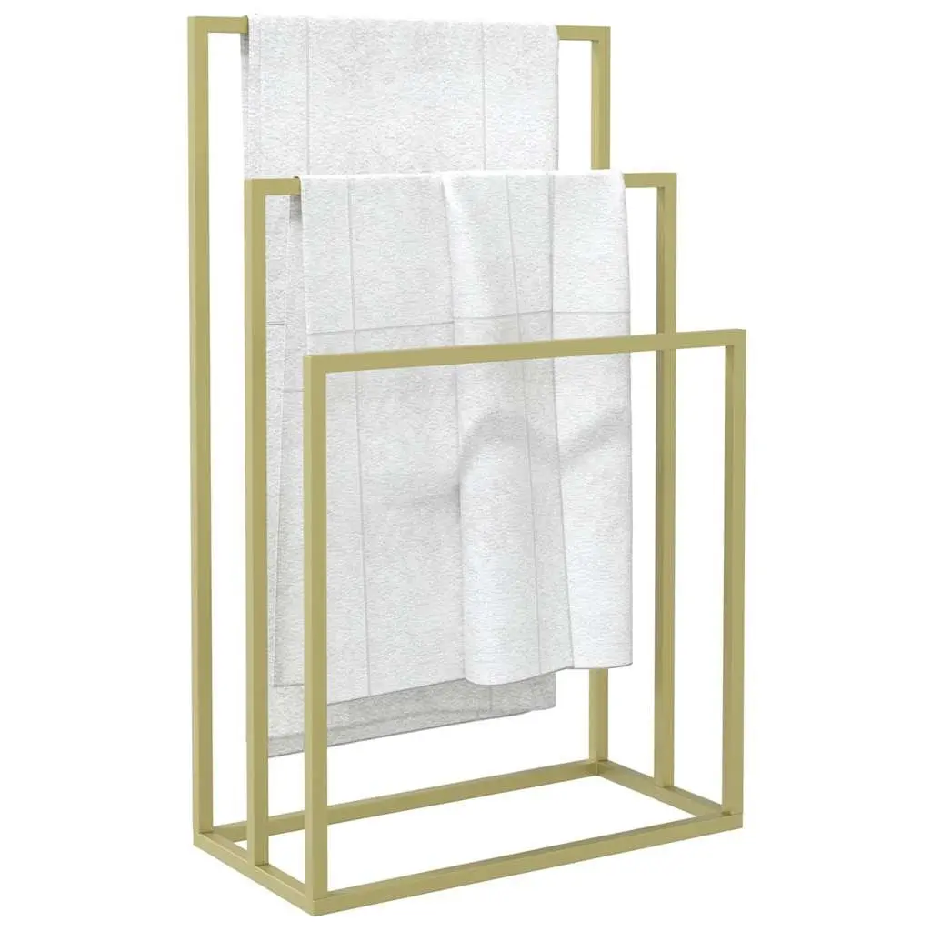 Freestanding Towel Rack 3 Tier Iron Gold Bathroom Storage Holder Stand Organiser