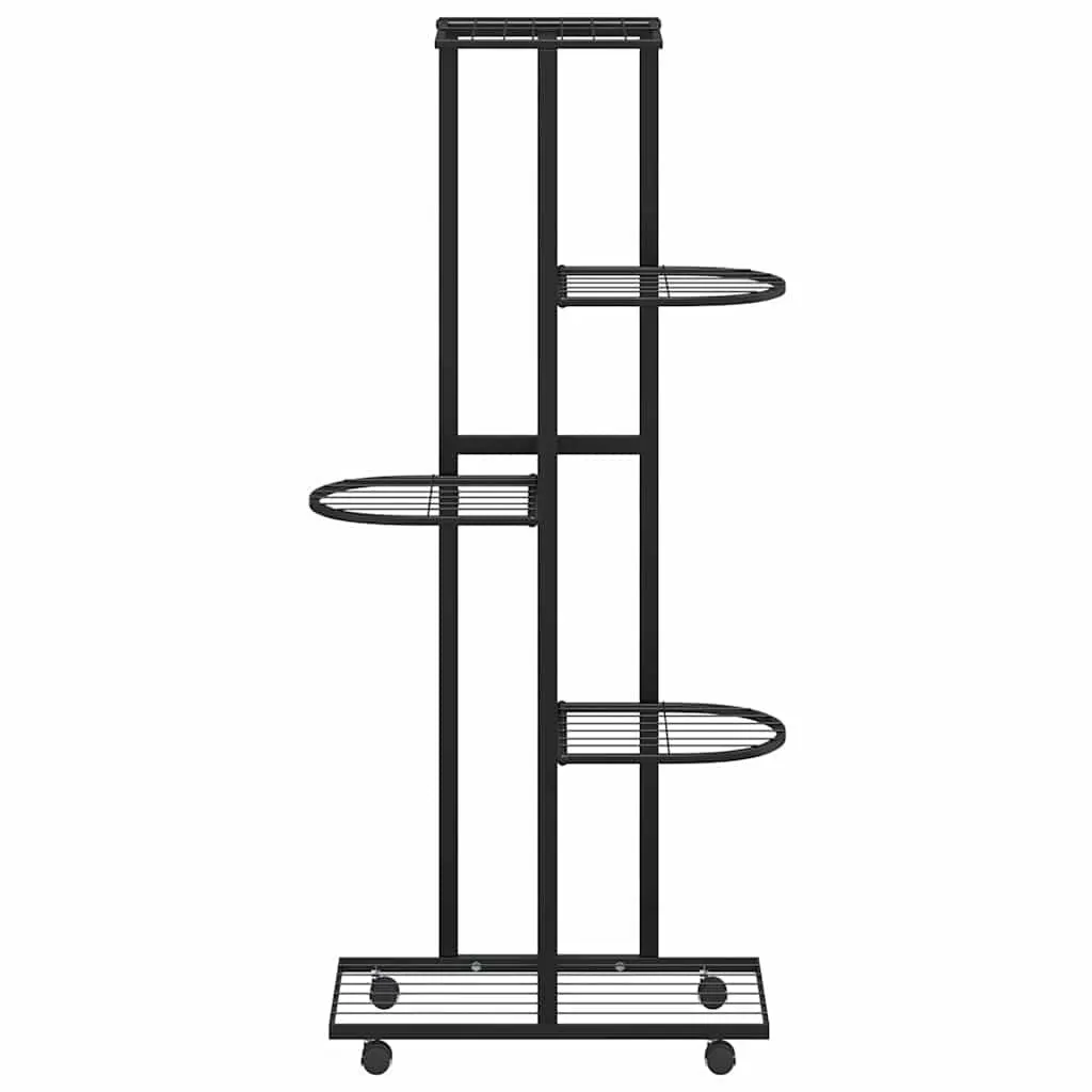 5-Tier Flower Stand Iron Plant Rack Corner Shelf Display Stand with Wheels
